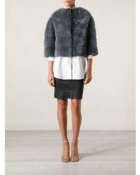 Темно-серая короткая шуба от Liska