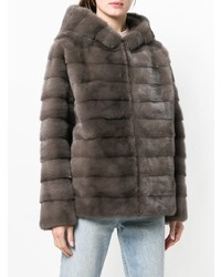 Темно-серая короткая шуба от Liska