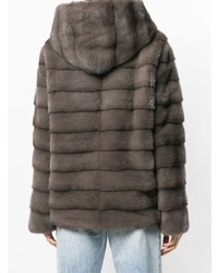 Темно-серая короткая шуба от Liska