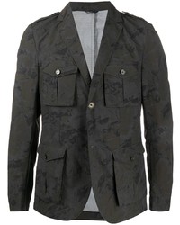 Темно-серая куртка в стиле милитари с камуфляжным принтом
