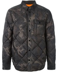 Темно-серая куртка-пуховик с камуфляжным принтом