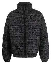 Мужская темно-серая куртка-пуховик с принтом от VERSACE JEANS COUTURE
