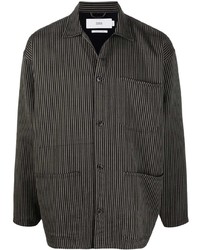 Мужская темно-серая куртка-рубашка в вертикальную полоску от Closed