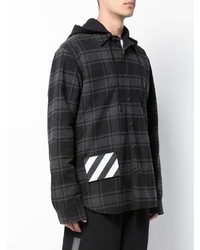 Мужская темно-серая куртка-рубашка в клетку от Off-White