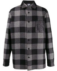 Мужская темно-серая куртка-рубашка в мелкую клетку от Loewe