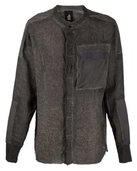 Мужская темно-серая льняная рубашка с длинным рукавом в стиле пэчворк от Thom Krom