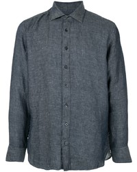 Мужская темно-серая льняная рубашка с длинным рукавом от 120% Lino