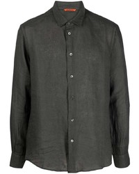 Мужская темно-серая льняная рубашка с длинным рукавом от Barena