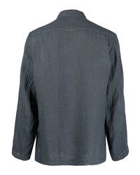 Мужская темно-серая льняная рубашка с длинным рукавом от Massimo Alba