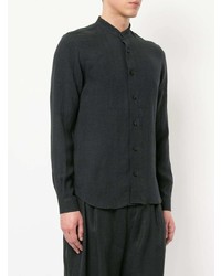Мужская темно-серая льняная рубашка с длинным рукавом от Sartorial Monk