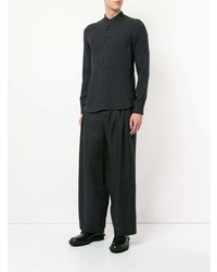 Мужская темно-серая льняная рубашка с длинным рукавом от Sartorial Monk