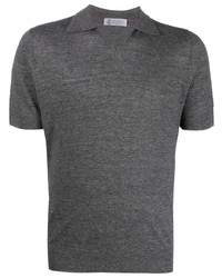 Мужская темно-серая льняная футболка-поло от Brunello Cucinelli