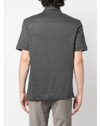 Мужская темно-серая льняная футболка-поло от Zegna