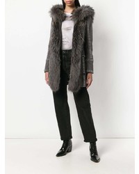 Женская темно-серая парка от Philipp Plein