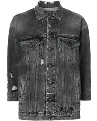 Женская темно-серая рваная джинсовая куртка от R 13