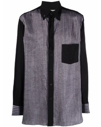 Мужская темно-серая рубашка с длинным рукавом в вертикальную полоску от Yohji Yamamoto