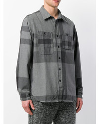 Мужская темно-серая рубашка с длинным рукавом в клетку от Engineered Garments
