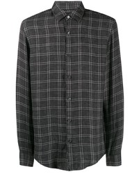 Мужская темно-серая рубашка с длинным рукавом в шотландскую клетку от BOSS HUGO BOSS
