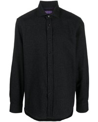 Мужская темно-серая рубашка с длинным рукавом в шотландскую клетку от Ralph Lauren Purple Label