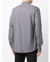 Мужская темно-серая рубашка с длинным рукавом с геометрическим рисунком от Karl Lagerfeld
