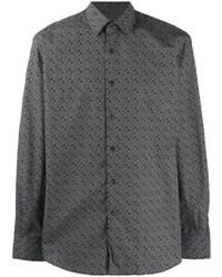 Мужская темно-серая рубашка с длинным рукавом с принтом от Karl Lagerfeld