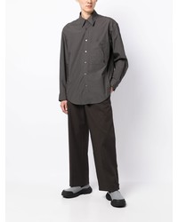 Мужская темно-серая рубашка с длинным рукавом с принтом от Wooyoungmi
