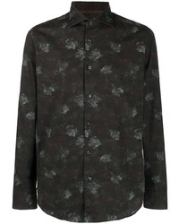 Мужская темно-серая рубашка с длинным рукавом с цветочным принтом от Tintoria Mattei