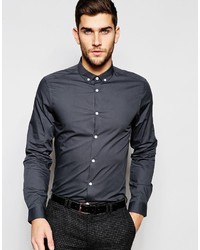 Мужская темно-серая рубашка с длинным рукавом от Asos