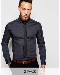 Мужская темно-серая рубашка с длинным рукавом от Asos