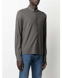 Мужская темно-серая рубашка с длинным рукавом от Herno