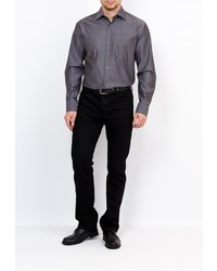 Мужская темно-серая рубашка с длинным рукавом от GREG