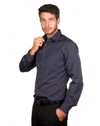 Мужская темно-серая рубашка с длинным рукавом от GREG