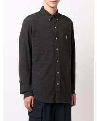 Мужская темно-серая рубашка с длинным рукавом от Polo Ralph Lauren