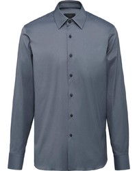 Мужская темно-серая рубашка с длинным рукавом от Prada