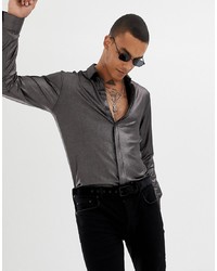 Мужская темно-серая рубашка с длинным рукавом от Twisted Tailor