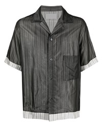 Мужская темно-серая рубашка с коротким рукавом в вертикальную полоску от Maison Margiela