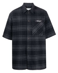 Мужская темно-серая рубашка с коротким рукавом в шотландскую клетку от Off-White