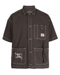 Мужская темно-серая рубашка с коротким рукавом с вышивкой от Musium Div.