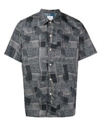 Мужская темно-серая рубашка с коротким рукавом с геометрическим рисунком от PS Paul Smith
