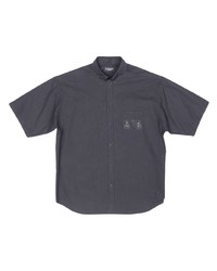 Мужская темно-серая рубашка с коротким рукавом с принтом от Balenciaga