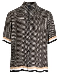 Мужская темно-серая рубашка с коротким рукавом с принтом от BOSS