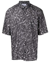 Мужская темно-серая рубашка с коротким рукавом с принтом от Han Kjobenhavn