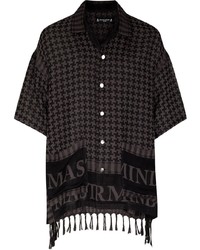 Мужская темно-серая рубашка с коротким рукавом с принтом от Mastermind Japan