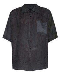 Мужская темно-серая рубашка с коротким рукавом с цветочным принтом от Marine Serre