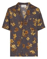 Мужская темно-серая рубашка с коротким рукавом с цветочным принтом от Nanushka