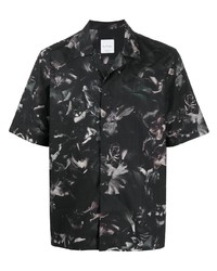 Мужская темно-серая рубашка с коротким рукавом с цветочным принтом от Paul Smith