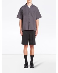 Мужская темно-серая рубашка с коротким рукавом от Prada