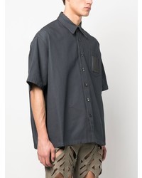 Мужская темно-серая рубашка с коротким рукавом от Raf Simons
