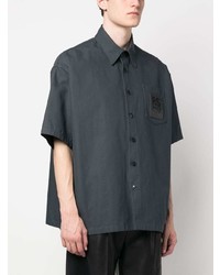 Мужская темно-серая рубашка с коротким рукавом от Raf Simons