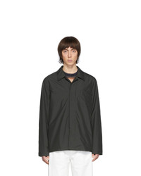 Темно-серая сатиновая куртка-рубашка